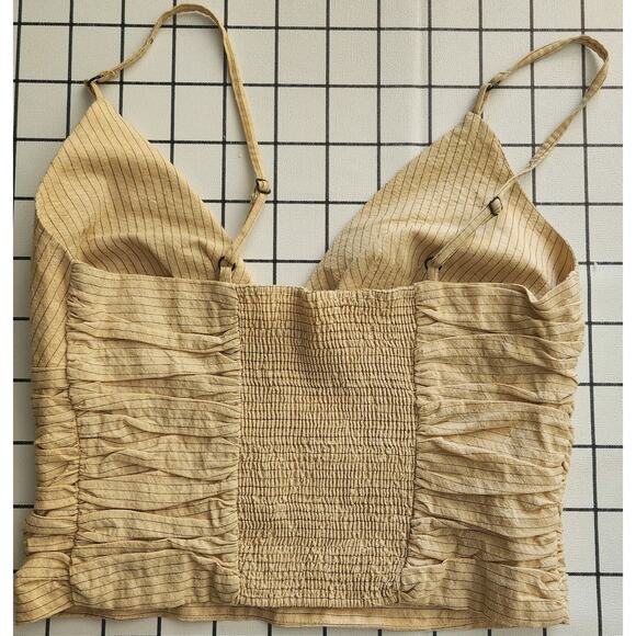Zara Yellow Striped Crop Top Tank Boho Beach Summer Size Small EUC!! - Picture 3 of 4